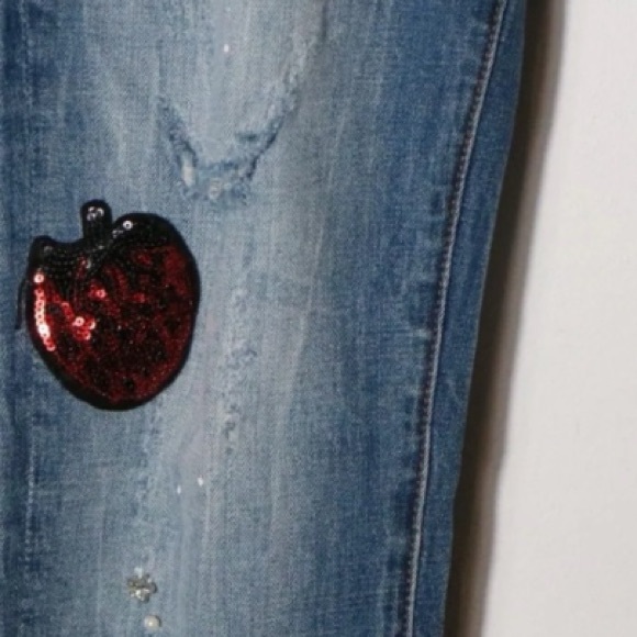 TRADE W @talljames! DRIFTWOOD BEAU SEQUIN HEART APPLE STRAWBERRY EYES JEANS 31 - Picture 5 of 8